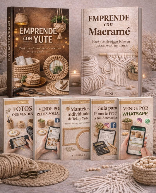 LIBRO DIGITAL EMPRENDE CON YUTE Y MACRAMÉ  + 5 BONOS DE REGALO